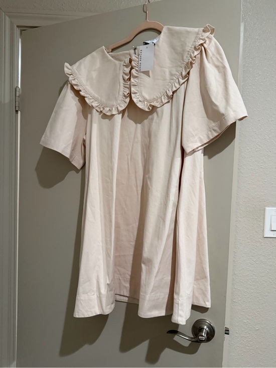 Mable Dresses & Skirts - Mable Ruffled Collar Babydoll Dress in Cream Denim